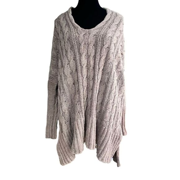 FREE PEOPLE ANTHROPOLOGIE EASY V COTTON CABLE KNIT SWEATER SIZE MEDIUM - Picture 2 of 8